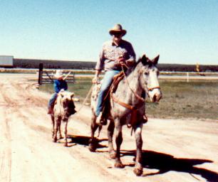 Dad on Dreamer (leadin' Jo on Dapple)